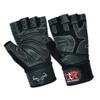 BTR BORN TO RACE Weight Lifting Gloves Cowhide Leather Fingerless Padded Body Building Long Wrist Support Gym Excercise Powerlifting Leather Gloves Unisex Design (All Black, Small) view 1