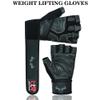 BTR BORN TO RACE Weight Lifting Gloves Cowhide Leather Fingerless Padded Body Building Long Wrist Support Gym Excercise Powerlifting Leather Gloves Unisex Design (All Black, Small) view 4