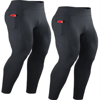 CADMUS Mens Workout Pants Compression Leggings Athletic Pants Muscle Baselayer, Black, Black, 1124, 2XL
