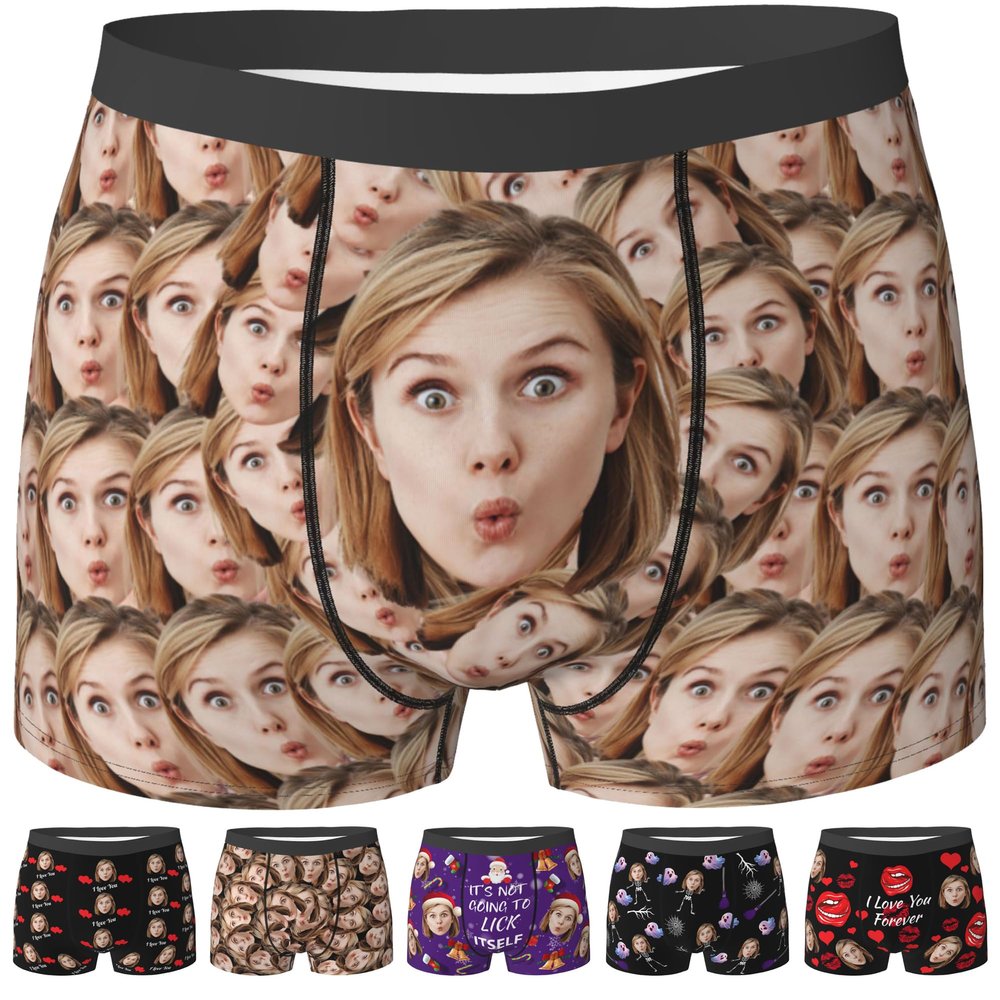 Custom Underwear For Boyfriend Custom Boxers With Face For Men Personalized Boxers With Face On Them Custom Boxers Personalized Gifts For Boyfriend Style-1 Large