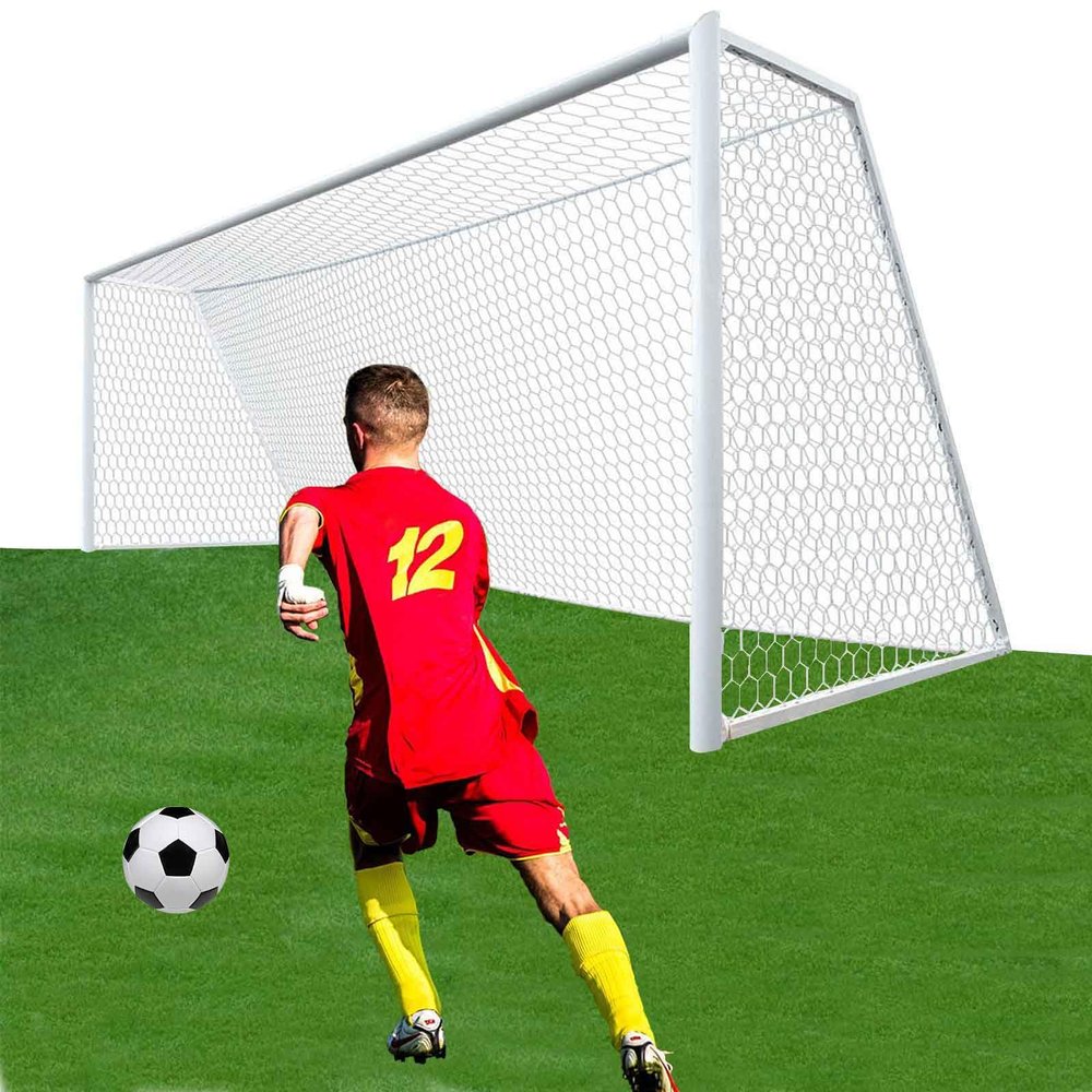 LalaKoo Full Size Soccer Goal Net Replacement 24x8 FT Soccer Goal Net [4mm Nylon, 4.7" Hexagonal] Goal Post Netting Hexagon Full Size Training Nets White (1PC Standard 24' W x 8' H x 3' D x 8' B)