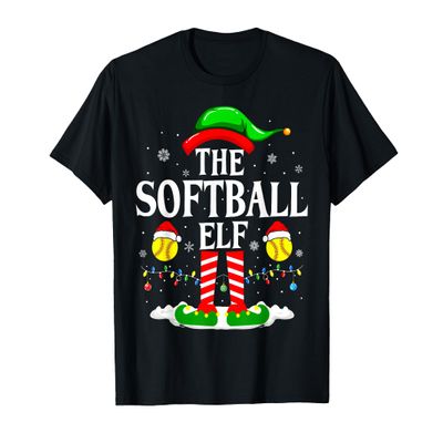The Softball Elf Funny Matching Xmas Softball Christmas T-Shirt