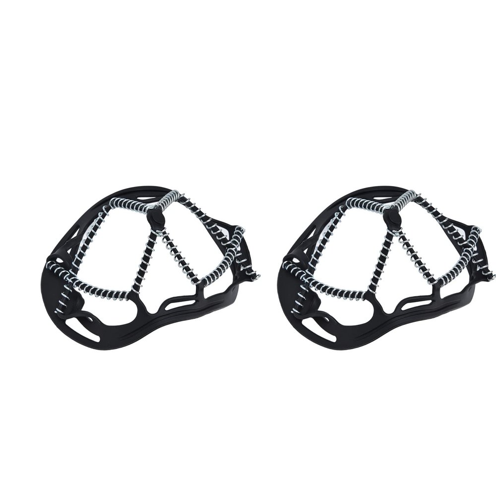 CDQL 2Pcs Walk Traction Cleats,Ice Cleats Anti Slip Crampons Ice Snow Grippers,High Tension Spring Crampons for Winter Hiking Jogging Hunting on Snow