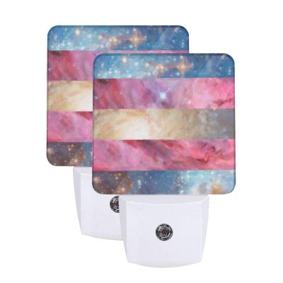 Qauirfe Transgender Galaxy Pride Flag Oil Painted Night Light Set of 2 Home Decor
