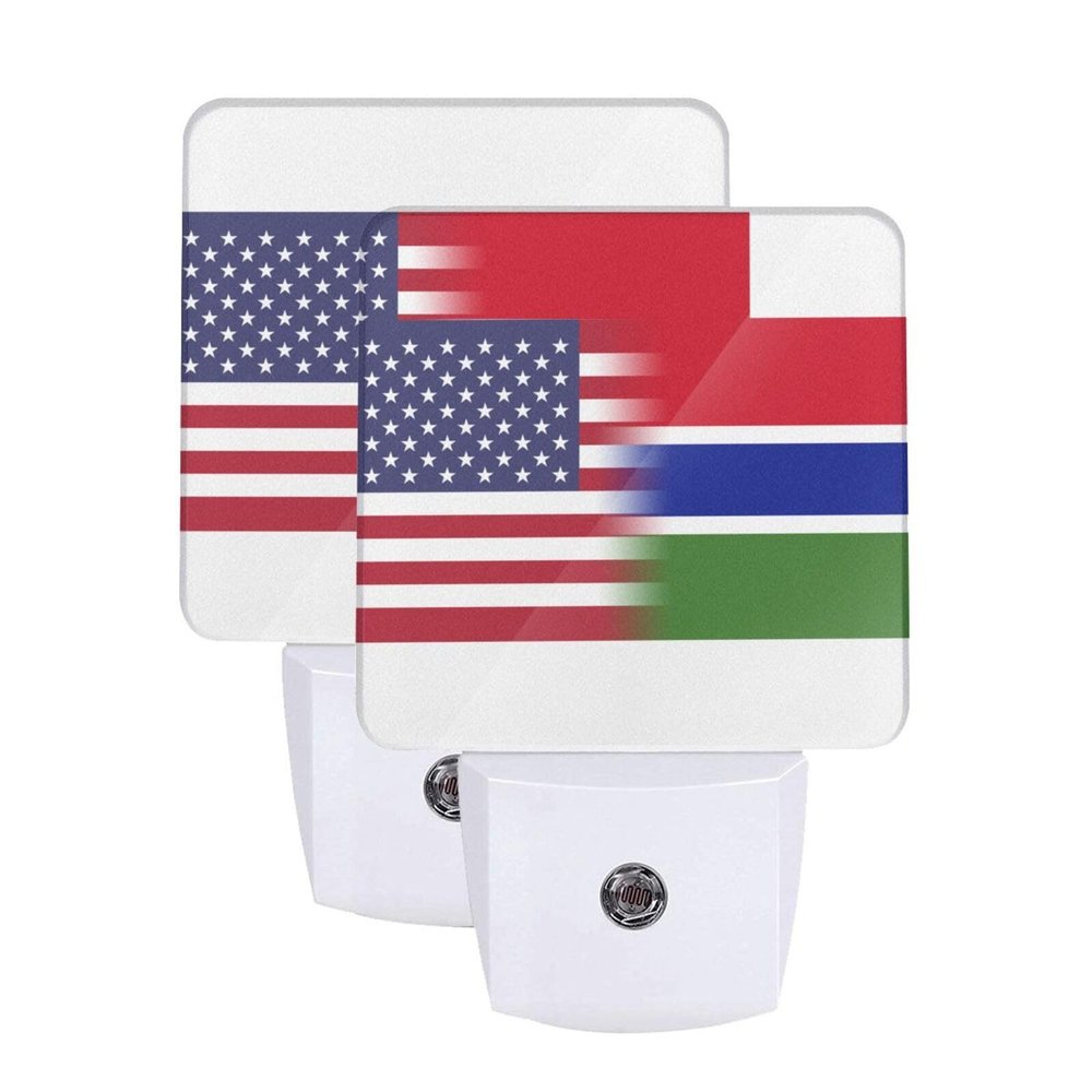 Qauirfe Us Gambia America Flag Night Light Set of 2 Home Decor