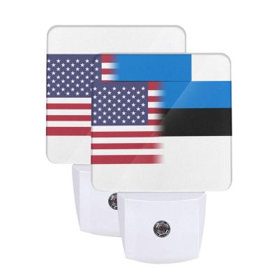 Qauirfe Us Estonia America Flag Night Light Set of 2 Home Decor