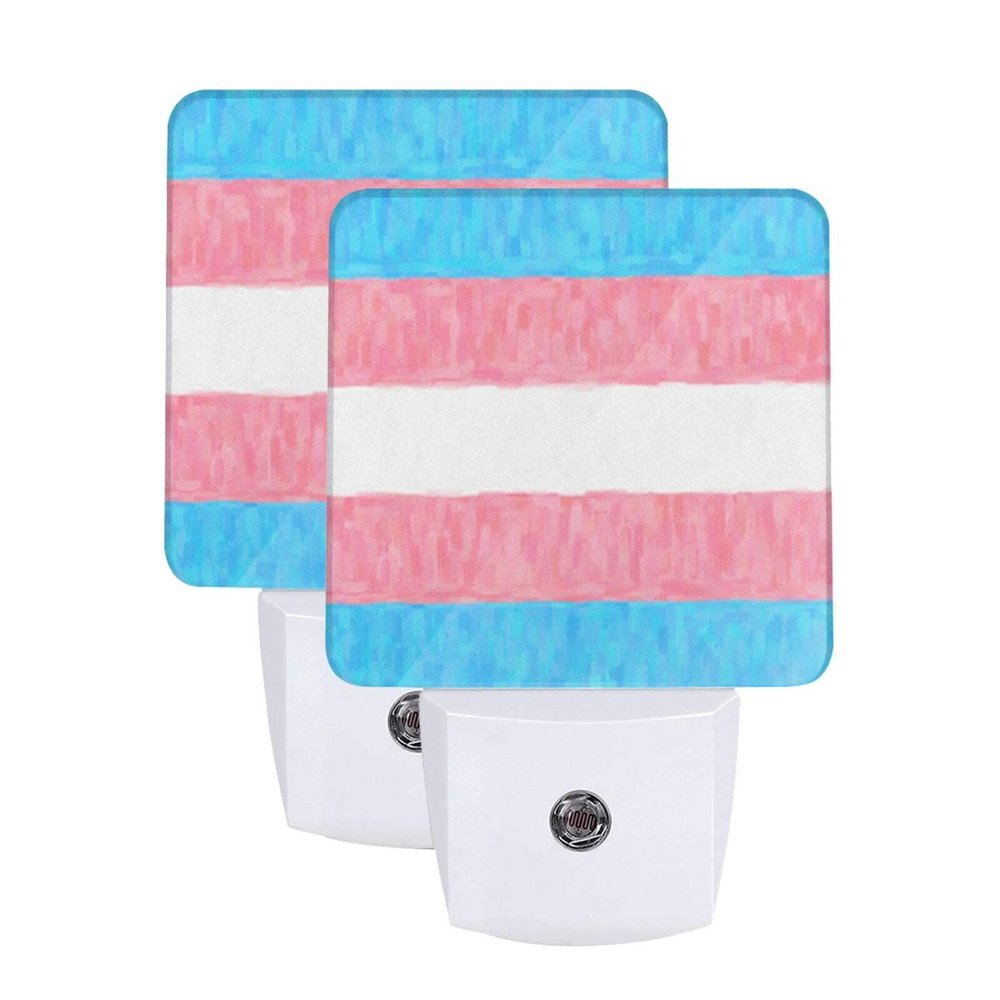 Qauirfe Transgender Pride Flag LGBTQ Oil Painted Night Light Set of 2 Home Decor