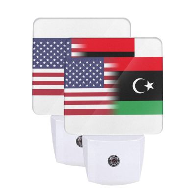 Qauirfe Us Libya America Flag Night Light Set of 2 Home Decor