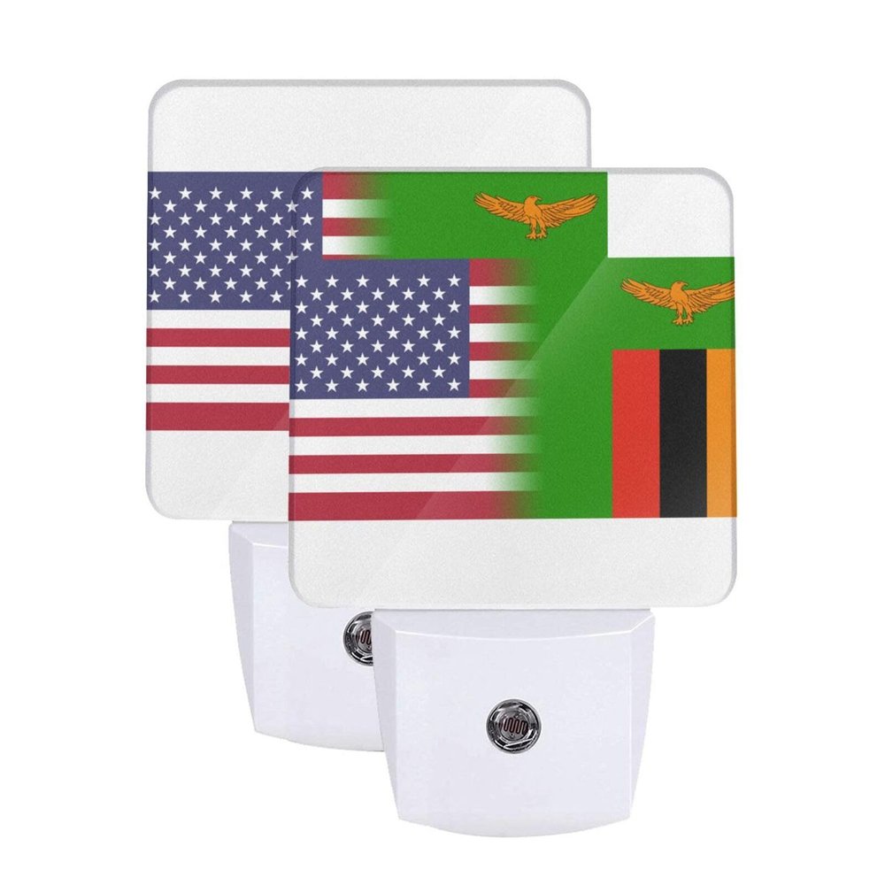Qauirfe Us Zambia America Flag Night Light Set of 2 Home Decor