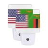 Qauirfe Us Zambia America Flag Night Light Set of 2 Home Decor
