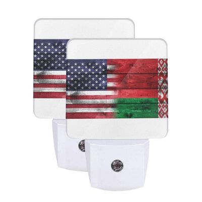 Qauirfe Us Belarus America Flag Night Light Set of 2 Home Decor