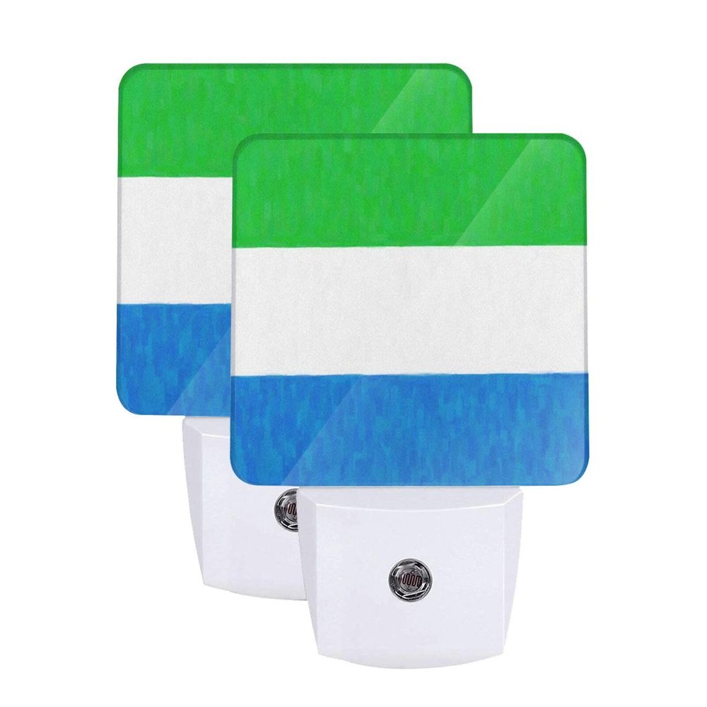 Qauirfe Flag of Sierra Leone Oil Painted Night Light Set of 2 Home Decor
