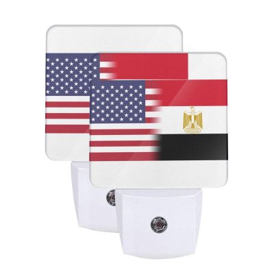 Qauirfe Us Egypt America Flag Night Light Set of 2 Home Decor