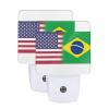 Qauirfe Us Brazil America Flag Night Light Set of 2 Home Decor