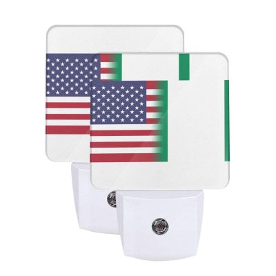 Qauirfe Us Nigeria America Flag Night Light Set of 2 Home Decor