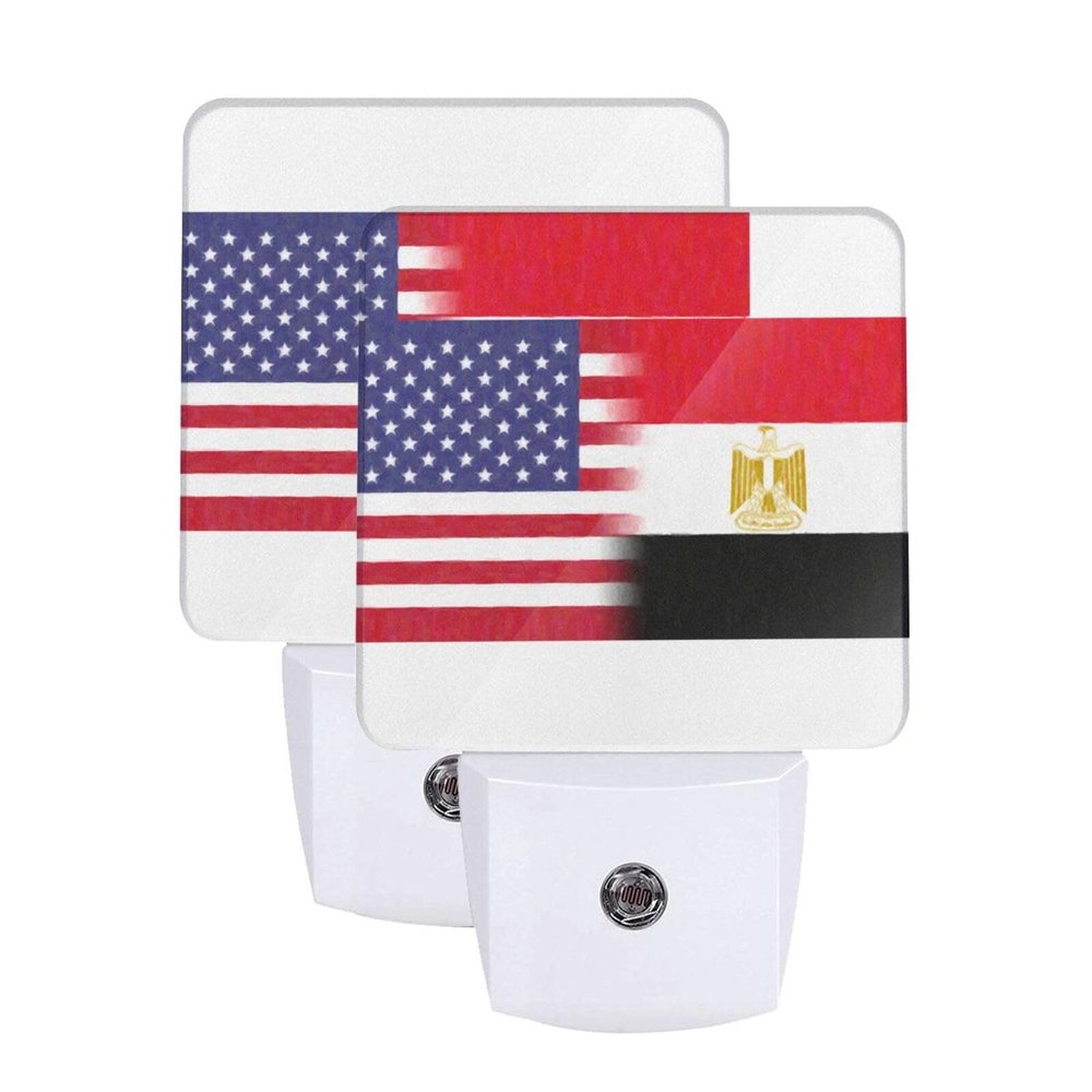 Qauirfe Egypt America Flag Oil Painted Night Light Set of 2 Home Decor