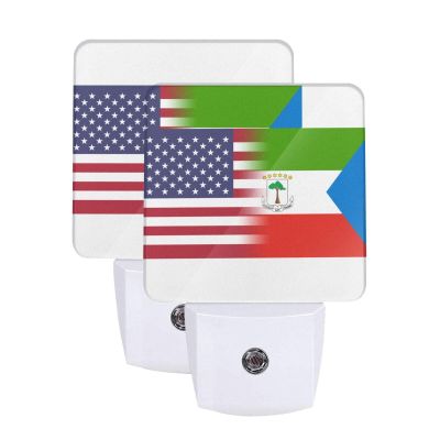 Qauirfe Us Equatorial Guinea America Flag Night Light Set of 2 Home Decor