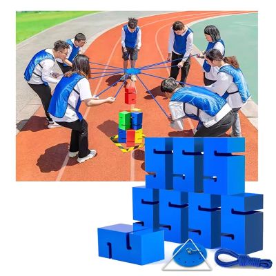 Team Building Games, Group Outdoor Activities Fun Competition Games, Promoting Friendly Communication, 4 Colors (Color : Blue, Size : 8PCS)