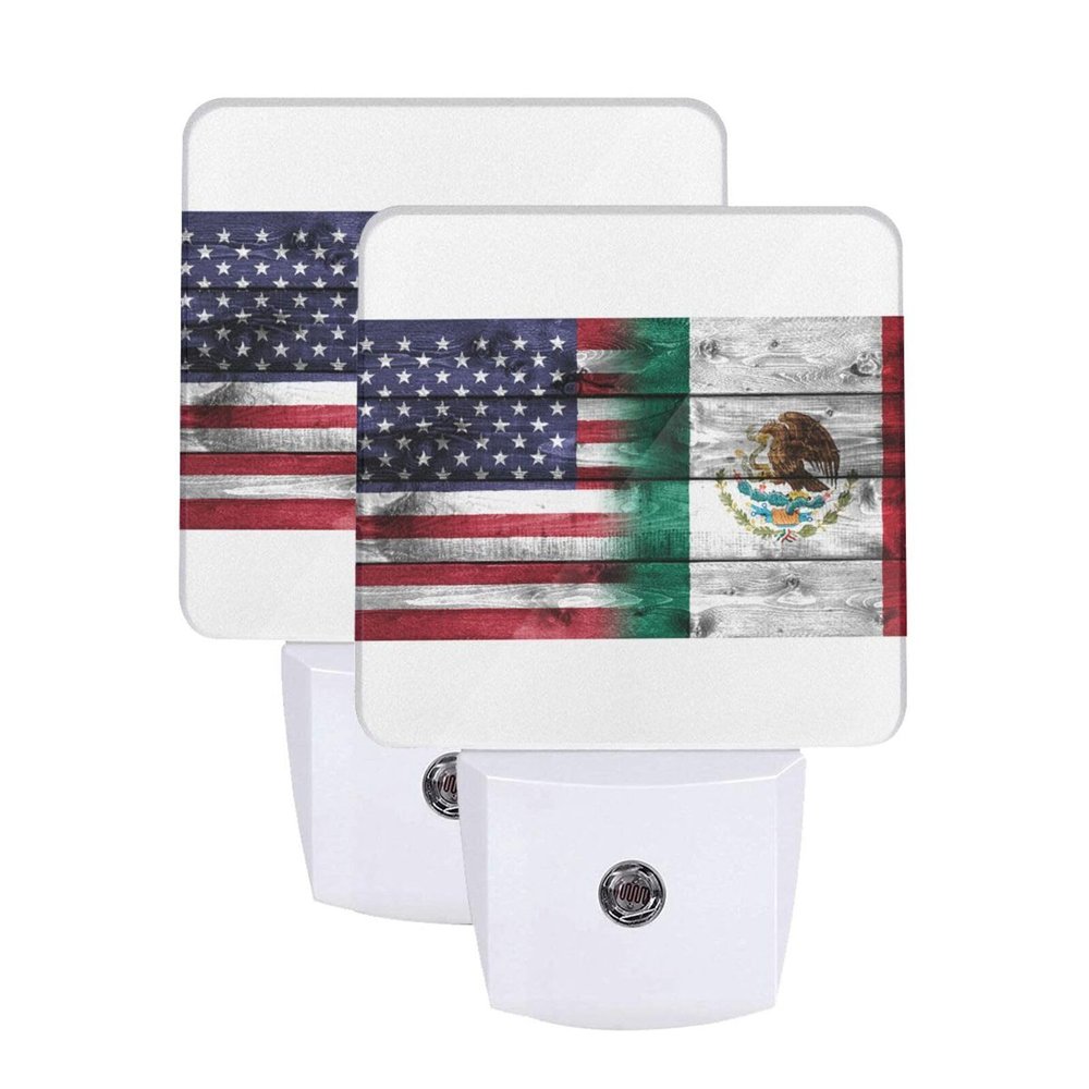 Qauirfe Us Mexico America Flag Night Light Set of 2 Home Decor