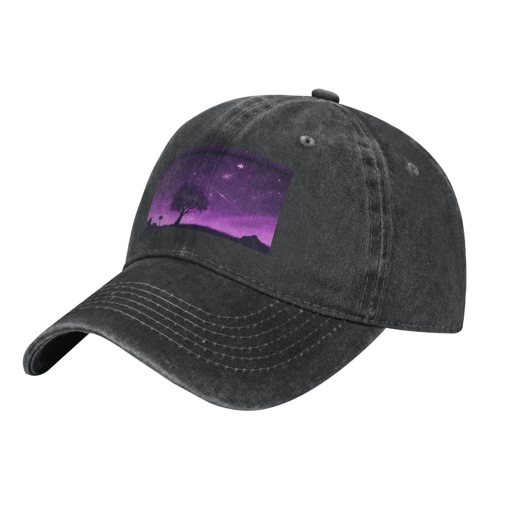 YYHWHJDE Black Purple Night Picture Adult Classic Denim hat : Comfortable, Light Unisex Suitable for Outdoor Sports Travel