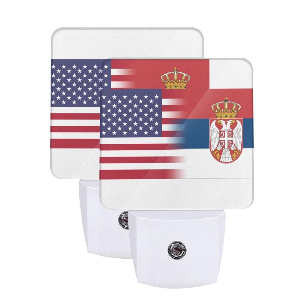Qauirfe Us Serbia America Flag Night Light Set of 2 Home Decor