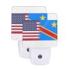 Qauirfe Us Democratic Republic of The Congo America Flag Night Light Set of 2 Home Decor view 1