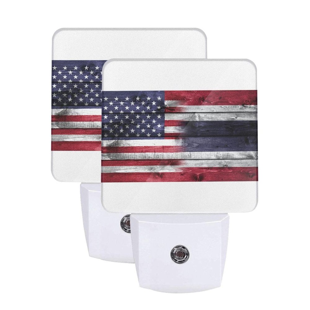 Qauirfe Us Thailand America Flag Night Light Set of 2 Home Decor