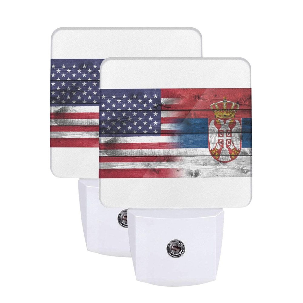 Qauirfe Us Serbia America Flag Night Light Set of 2 Home Decor