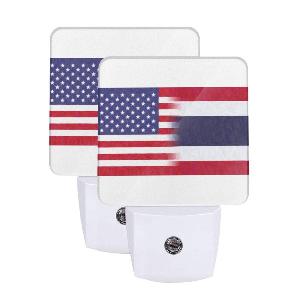 Qauirfe Thailand America Flag Oil Painted Night Light Set of 2 Home Decor