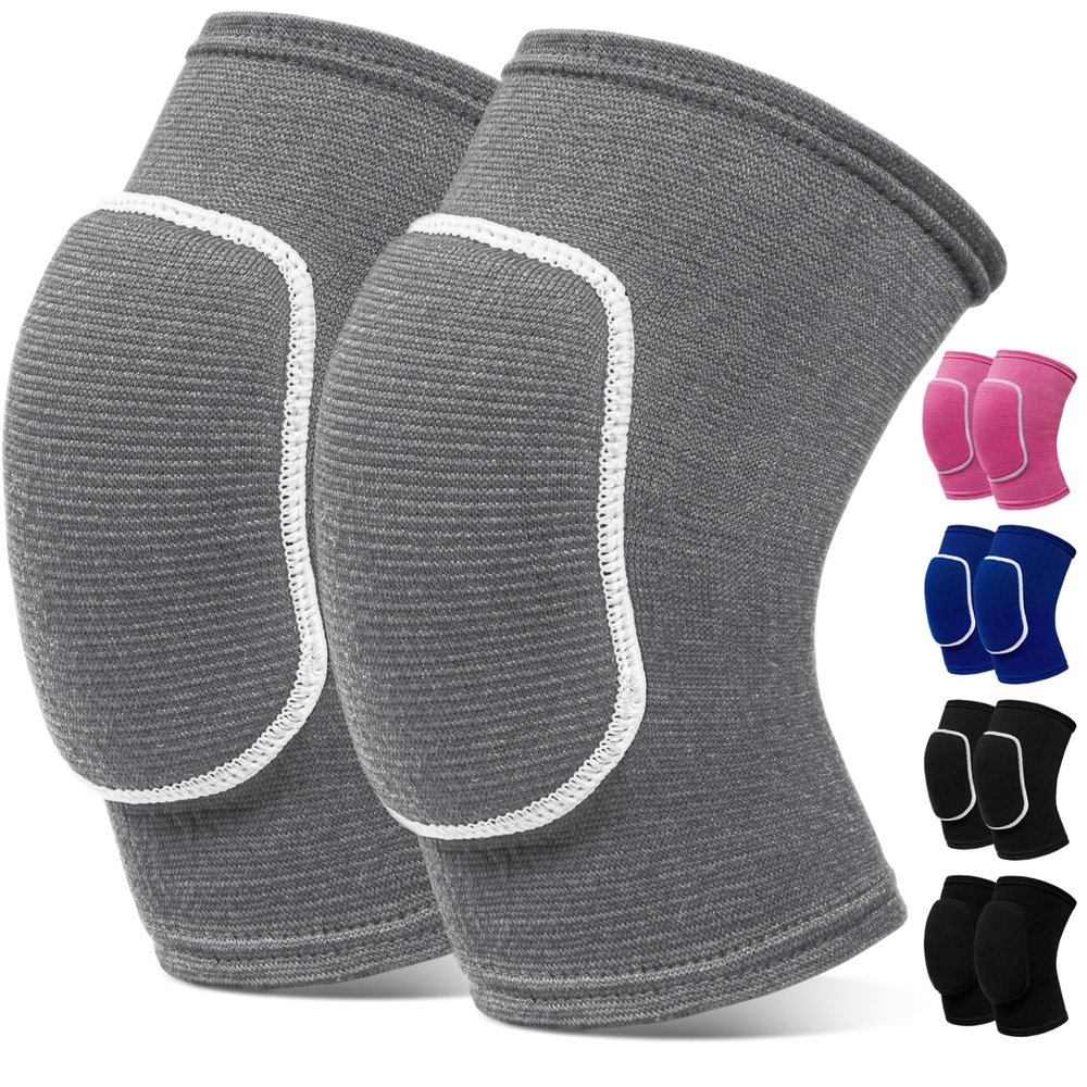 RYBTB Volleyball Knee Pads,Knee Pads for Women,Men,Kids,Girls,Knee Brace for Basketball Volleyball Football Dance Yoga Tennis Running Cycling Workout Climbing (Gray, Medium)