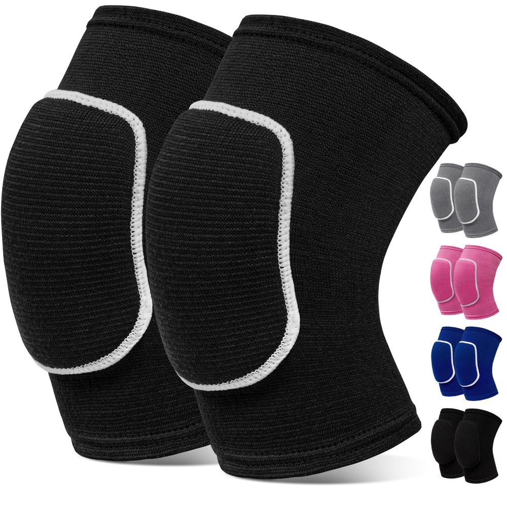 RYBTB Volleyball Knee Pads,Knee Pads for Women,Men,Kids,Girls,Knee Brace for Basketball Volleyball Football Dance Yoga Tennis Running Cycling Workout Climbing (Black White, Medium)