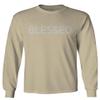 VICES AND VIRTUESS 0558. Blessed Cool Graphic Fonts Christian Motivational Quote Jesus Religious Men's Long Sleeve t Shirt (Beige Medium) view 1