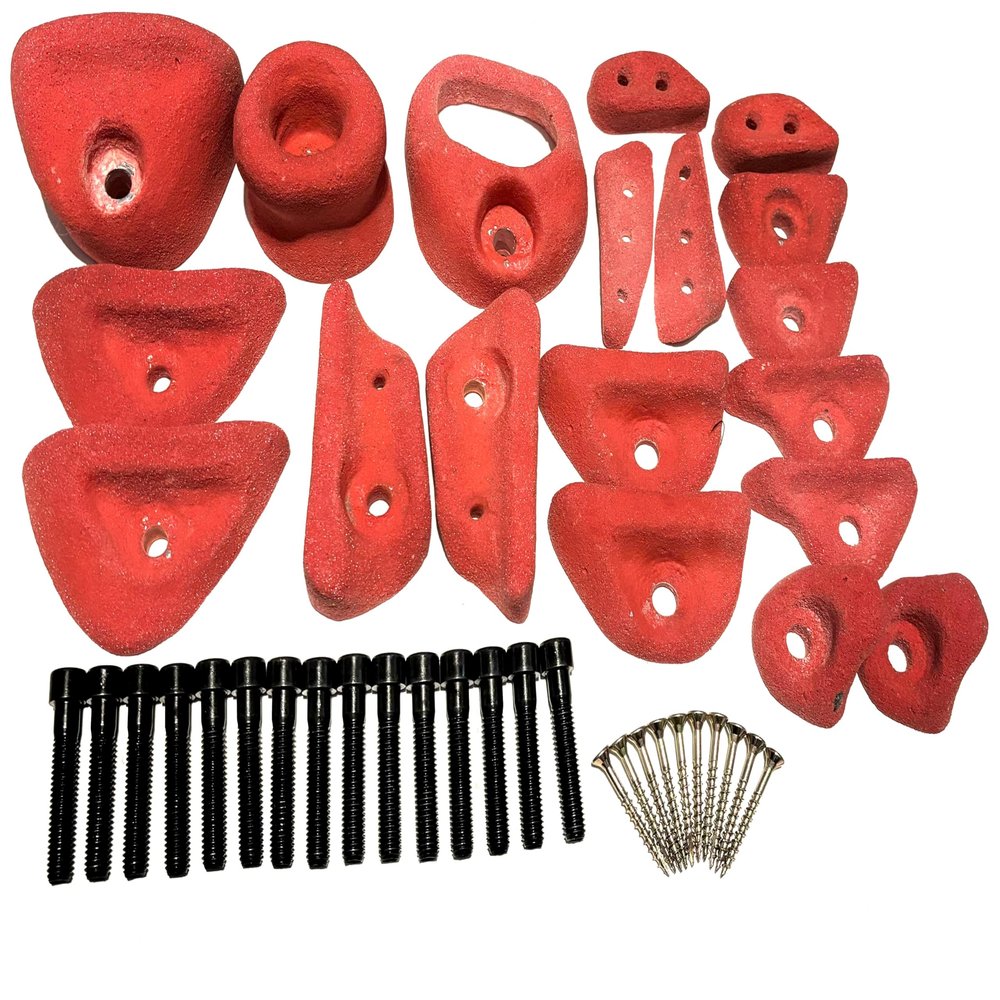 Crux Crafters Red Climbing Holds for Home Climbing Walls 19 Large/Medium/Small