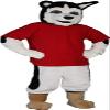 Wolf Dog in Red Shirt Mascot Costume Adult Size for Men & Women with Built-in Fan Inside the Head view 2