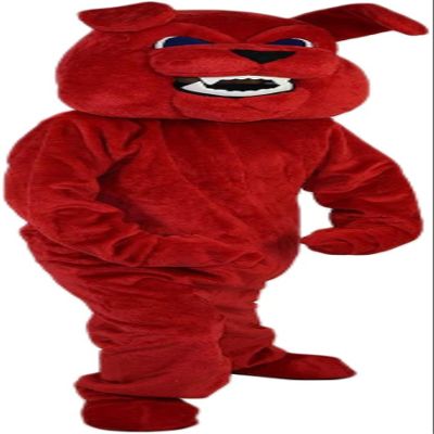 Red Bulldog Mascot Costume Adult Size for Men & Women with Built-in Fan Inside the Head
