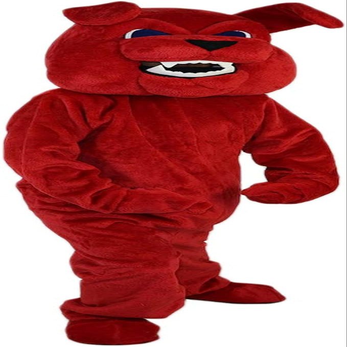 Red Bulldog Mascot Costume Adult Size for Men & Women with Built-in Fan Inside the Head