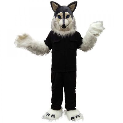 Plush Wolf Husky Mascot Costume Adult Size for Men & Women with Built-in Fan Inside the Head