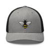 Honey bee Trucker hat, Trucker hat, Embroidered Unisex mesh hat, Honey bee Hats for Men, Women. Heather/Black view 1