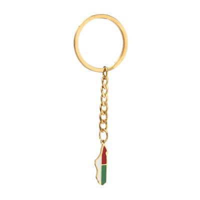 Stainless Steel Madagascar Map Flag Keychain for Women Men Africa Malagasy Jewelry (Gold)