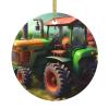 Fantasy Farm Tractor Exquisite Christmas Ceramic Pendant - Round Holiday Decoration for Festive Ambiance view 1