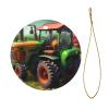 Fantasy Farm Tractor Exquisite Christmas Ceramic Pendant - Round Holiday Decoration for Festive Ambiance view 2