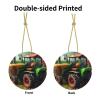 Fantasy Farm Tractor Exquisite Christmas Ceramic Pendant - Round Holiday Decoration for Festive Ambiance view 3