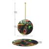 Fantasy Farm Tractor Exquisite Christmas Ceramic Pendant - Round Holiday Decoration for Festive Ambiance view 4