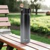 Trek Leaf Travel Water Bottle with 3 Lids (Spout, Straw, Flip) Leak Proof, Quality, Vacuum Insulated, Stainless Steel (Charcoal Fog, 22 oz) view 4