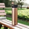 Trek Leaf Travel Water Bottle with 3 Lids (Spout, Straw, Flip) Leak Proof, Quality, Vacuum Insulated, Stainless Steel (Rose Gold, 22 oz) view 4