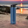 Trek Leaf Travel Water Bottle with 3 Lids (Spout, Straw, Flip) Leak Proof, Quality, Vacuum Insulated, Stainless Steel (Navy Blue, 22 oz) view 4