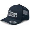 RIVEMUG Fitties and Titties Trucker Hat Curved Bill Mid Crown Adjustable Funny Adult Cap Navy view 1