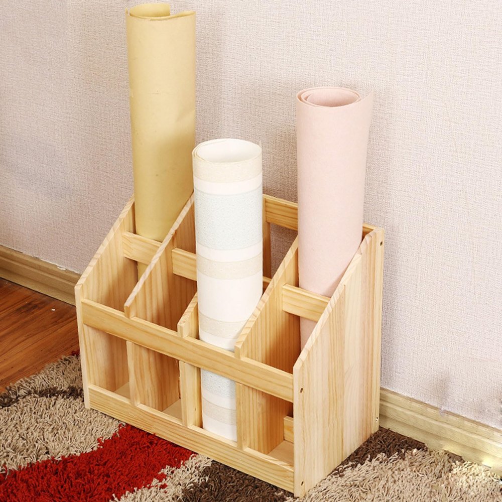 FEITJMMW Yoga Mat Storage Rack 8/12-slot Wooden Yoga Mat Rack, Large Floor Stand Yoga Mat Holder for Foam Rollers Carpet Mats Foot Pad, Multi-Purpose Storage Yoga Mat Holder