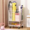 FEITJMMW Yoga Mat Organizer Fitness Equipment Storage Rack with Wheels Organize Yoga Mats, Foam Rollers, Resistance Bands, Dumbbells, Kettlebells and Other Fitness Equipment view 1