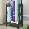 FEITJMMW Home Gym Yoga Mat Holder, Workout Equipment Storage Organizer with Wheels (2 Brakes), Multipurpose Storage Rack for Dumbbells Foam Rollers